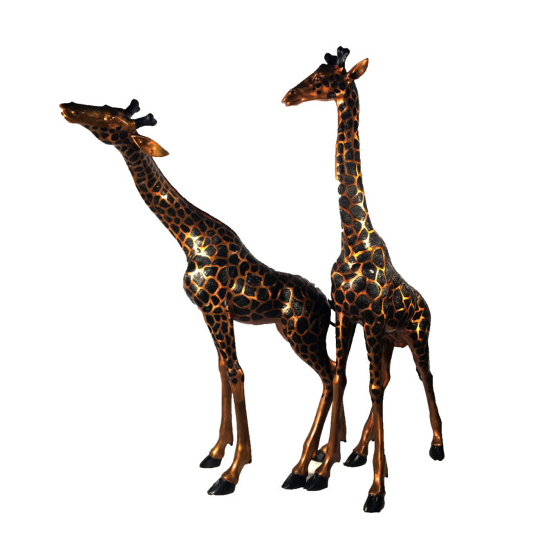 SRB15043 Bronze Giraffe Sculpture Set by Metropolitan Galleries Inc Life-size Giraffe Pair