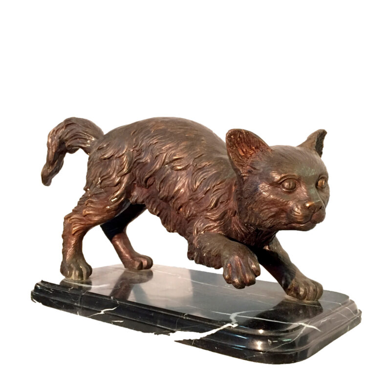 SRB30431 Bronze Cat Sculpture on Marble Base Metropolitan Galleries Inc.