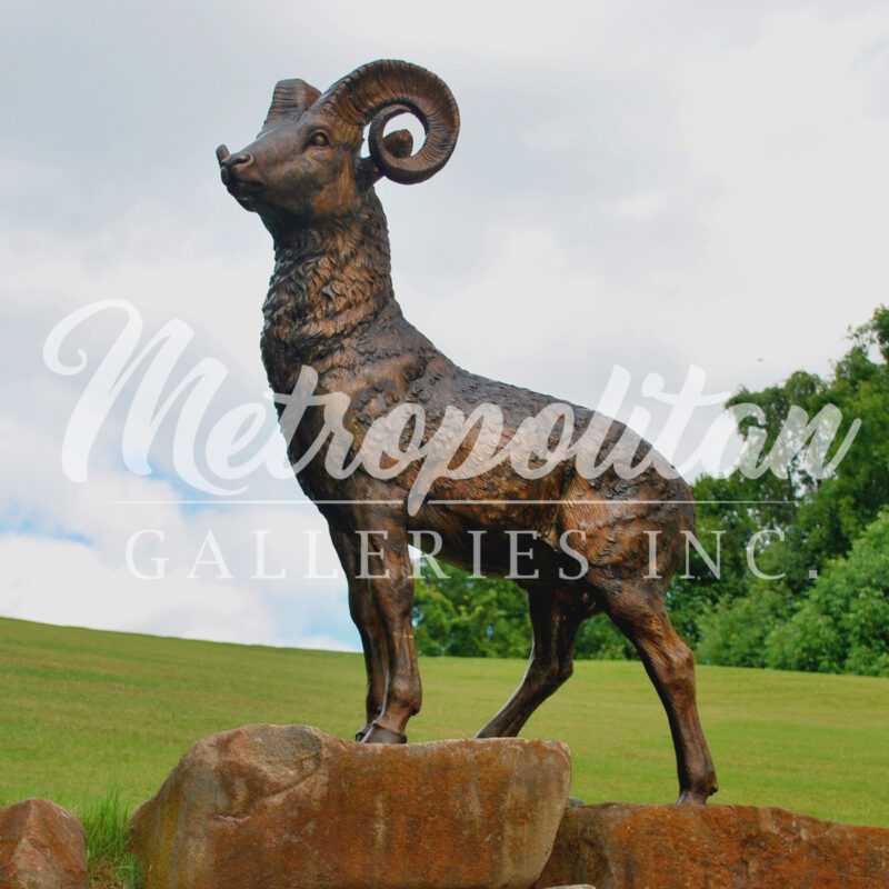 SRB705947 Bronze Bighorn Sheep Sculpture by Metropolitan Galleries Inc Vignette WM