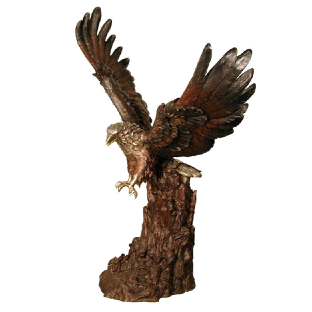 Bronze Eagle on Stump Sculpture - Metropolitan Galleries Inc.