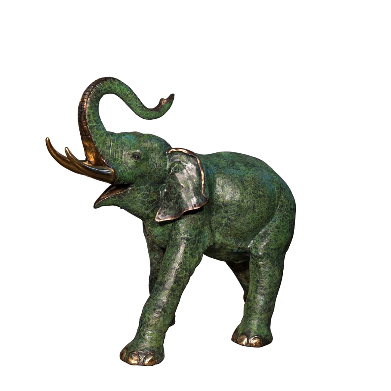 Bronze Walking Elephant Sculpture (Left) - Metropolitan Galleries Inc.