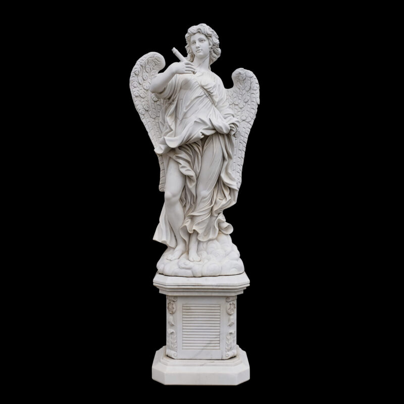 Marble Saint Angelos Angel Sculpture atop Base - Metropolitan Galleries ...