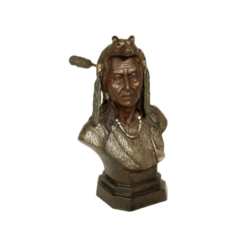 SRB058012 Bronze Indian Bust Sculpture by Metropolitan Galleries Inc