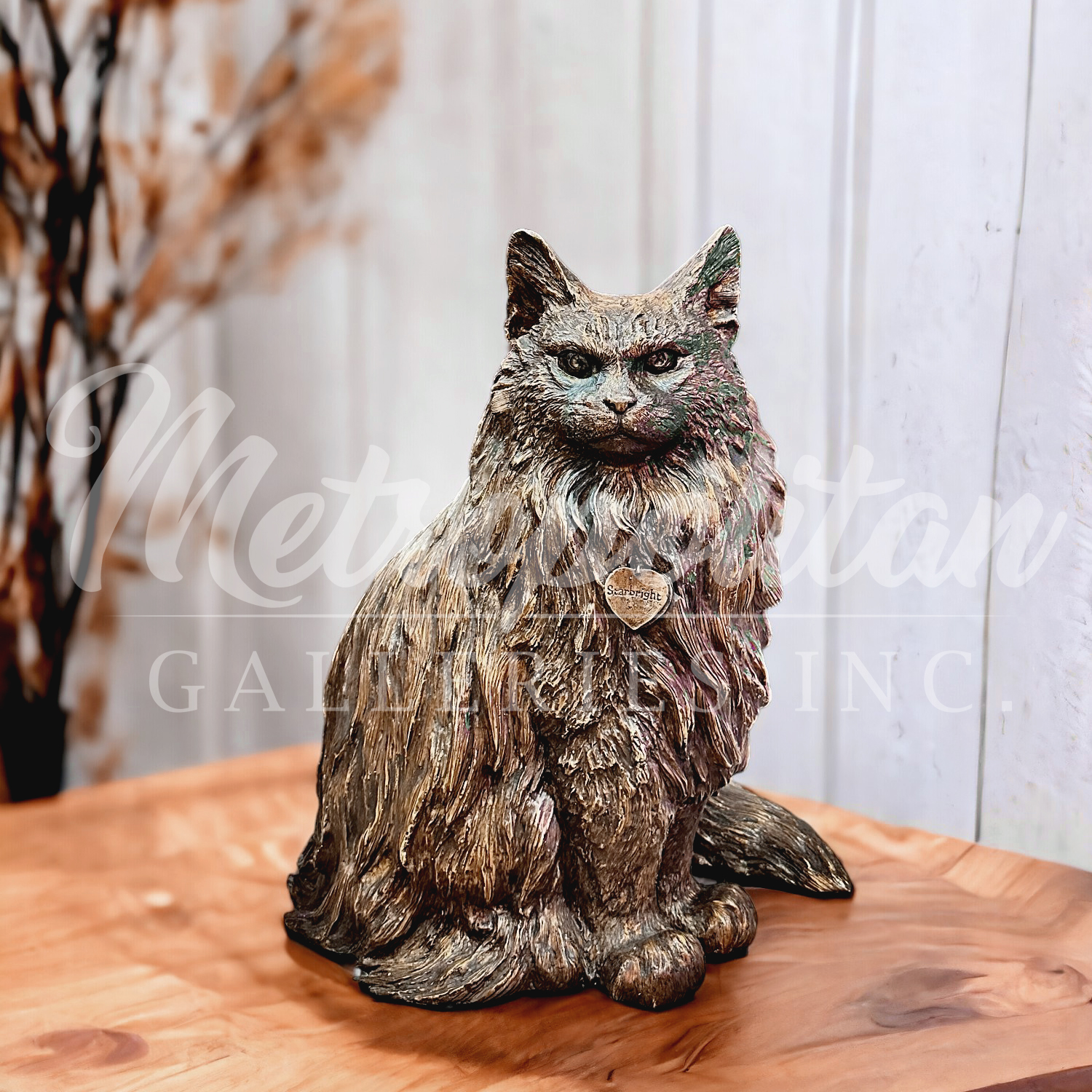 SRB10132 Bronze Starbright Maine Coon Cat Sculpture excludively designed and produced by Metropolitan Galleries Inc Vignette AI WM our beloved kitty