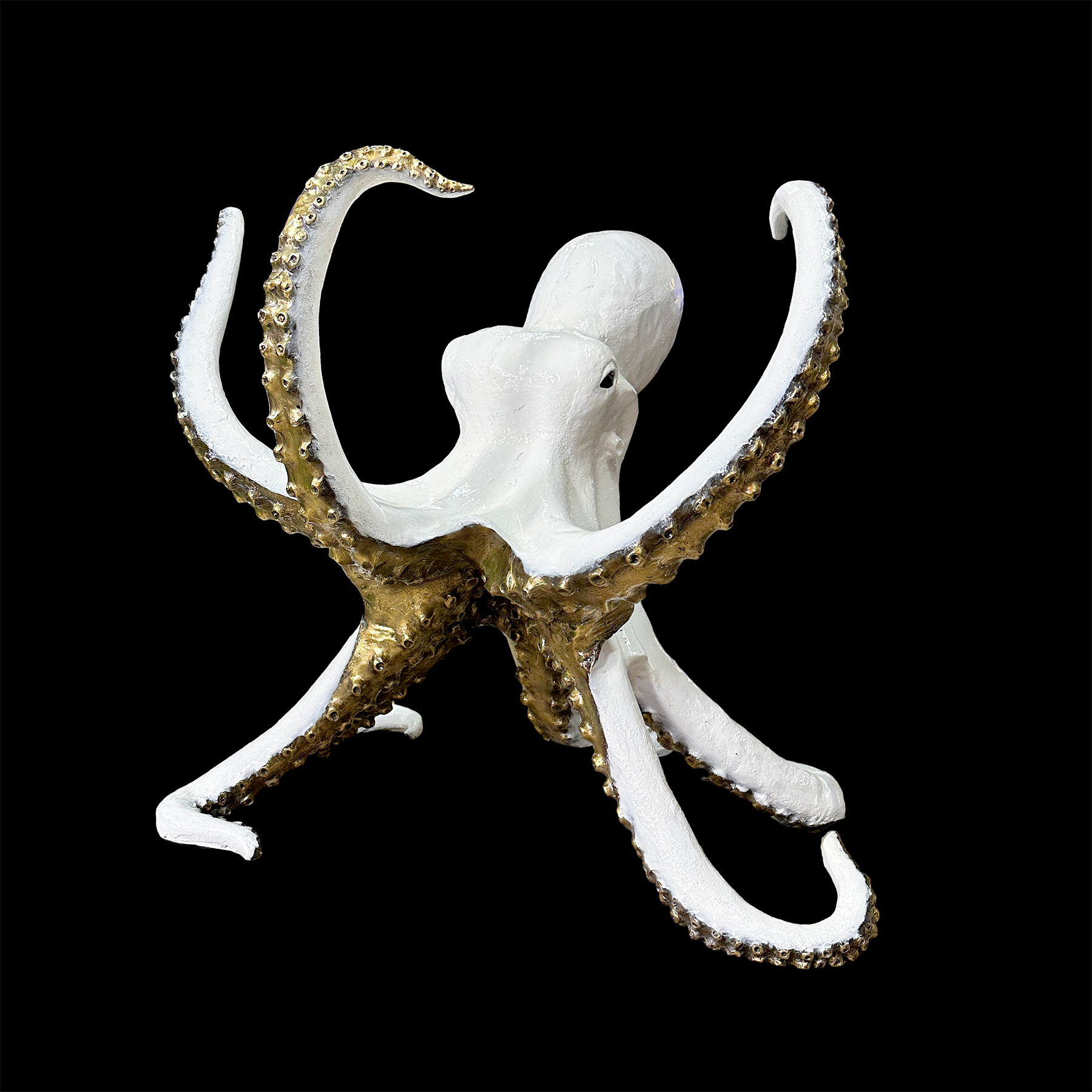 Bronze White & Gold Octopus Table Base Sculpture