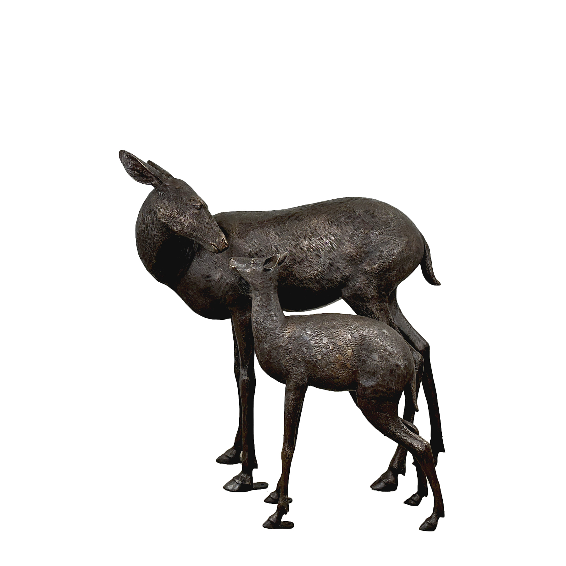 Bronze Doe & Fawn Sculpture Set