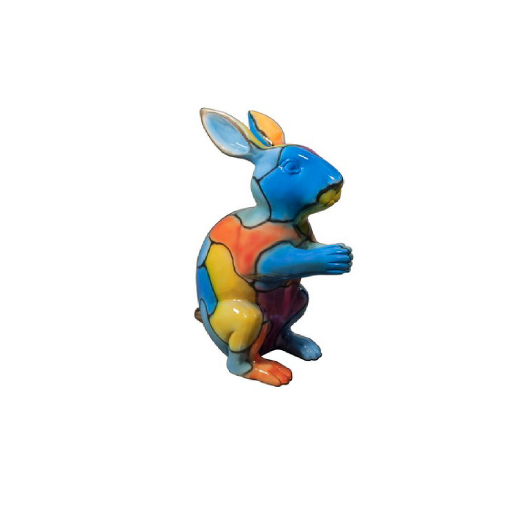 ColorSplash Bronze Standing Bunny Rabbit Sculpture
