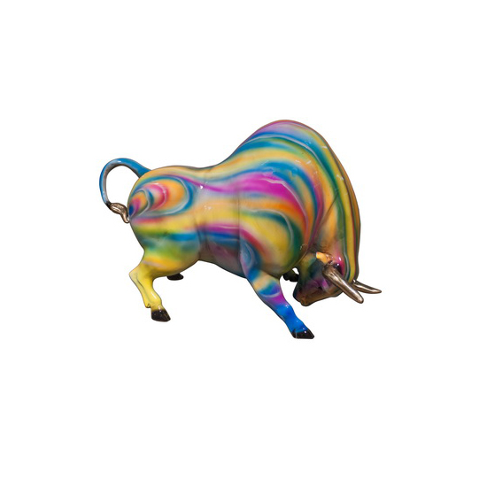 ColorSplash Bronze Downward Bull Sculpture